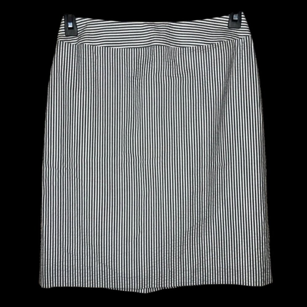 Antonio Melani Seersucker Pencil Skirt Size 4 Black White Striped Career Preppy